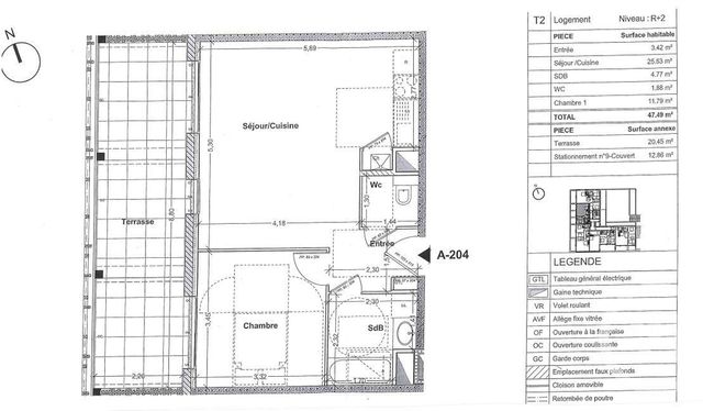 Afficher la photo en grand Appartement F2 à louer - 2 pièces - 47,49 m2 - Vitre - 35 - BRETAGNE